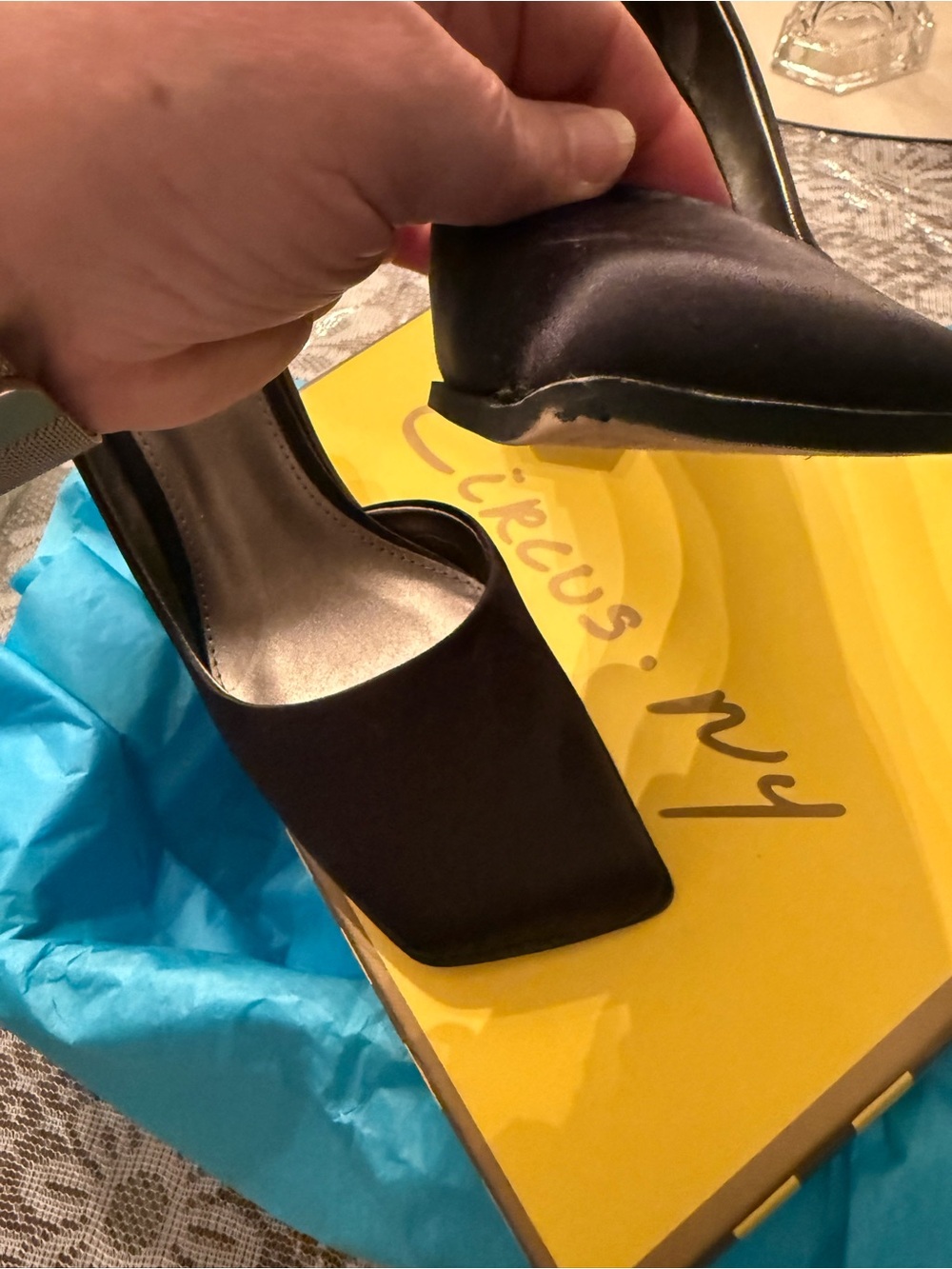 Circus by Sam Edelman Black Square-Toe Mid Block Heel Pumps - Picture 9 of 9